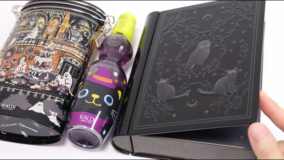 Halloween Witchcraft Book Tin Cookie & Candy and Halloween Cat Ramune Soda Halloween Witchcraft Book Tin Cookie & Candy and Halloween Cat Ramune Soda