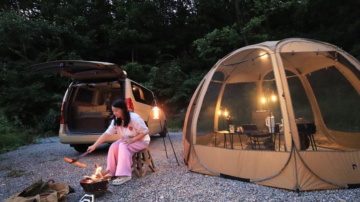 차박캠핑 | 전망좋은 숲속에서 나 홀로 혼술 | 고등어구이와 오미자주 | 춘천더숲캠핑장 | 캠핑브이로그