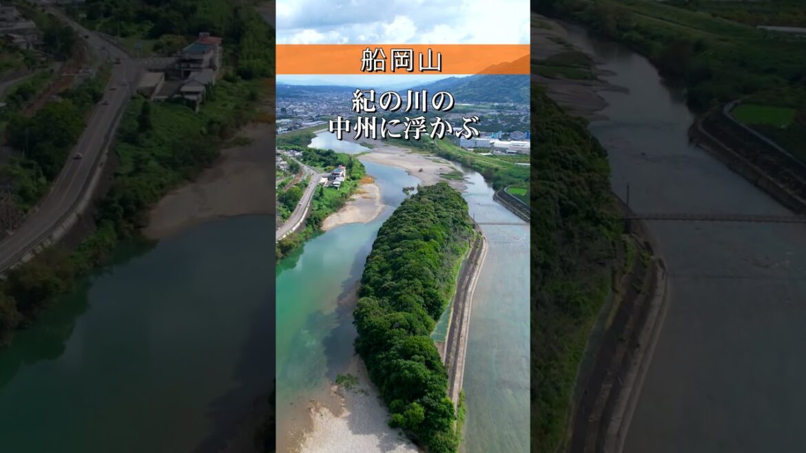 川の中州に浮かぶ島～和歌山県かつらぎ町・船岡山～ #shorts #和歌山 #紀の川 #船岡山 #ドローン
