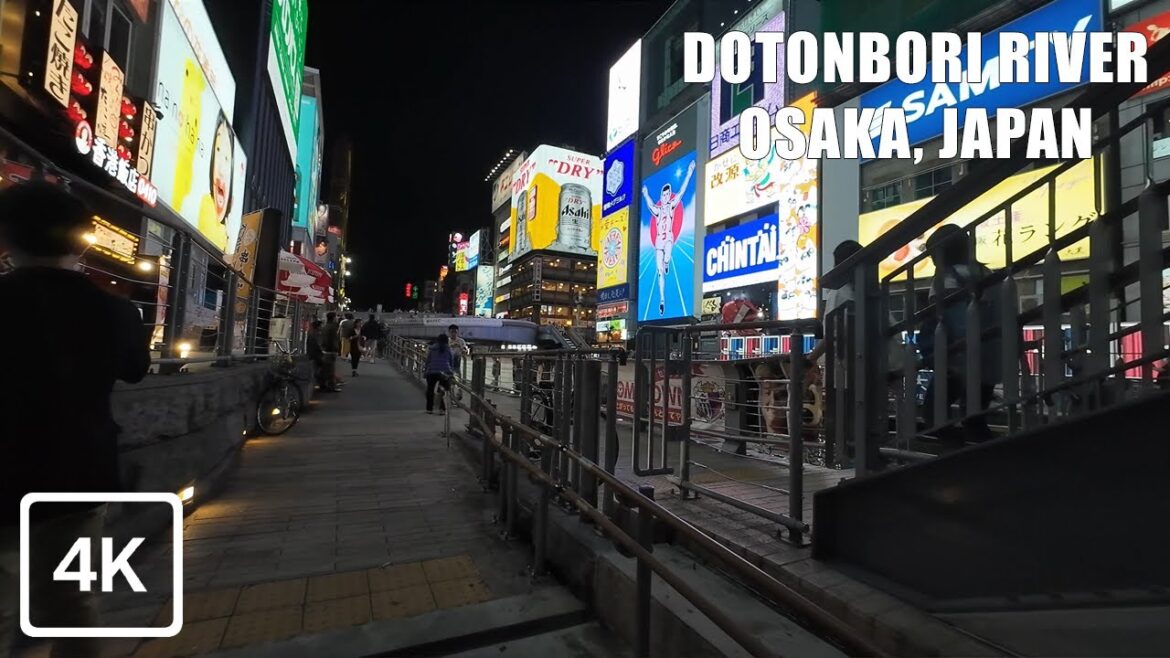[4K] Exploring around Dotonbori river at night, Chuo ward, Osaka, Japan