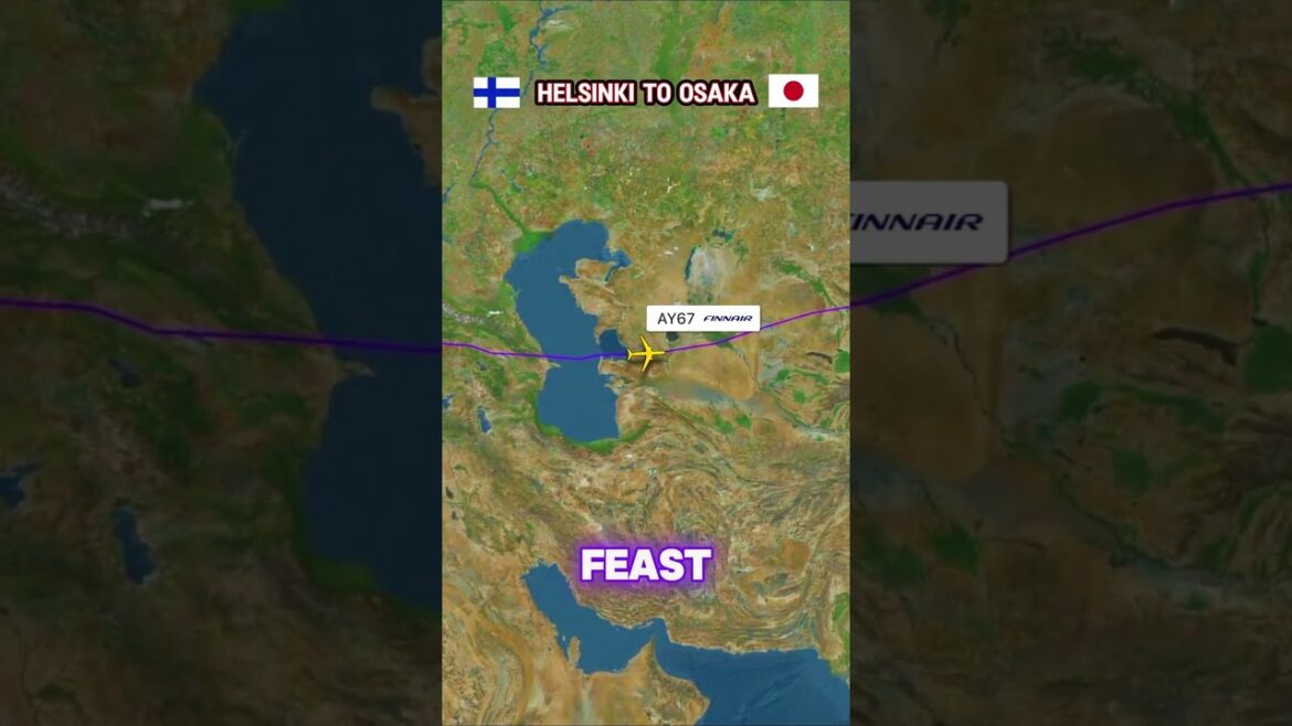 HELSINKI to OSAKA Flying Route - Finnair AY67 #shorts  #travel #aviation #journey