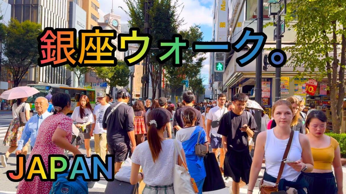 [4K 60fps] Walking Tour in Ginza. Tokyo, Japan.