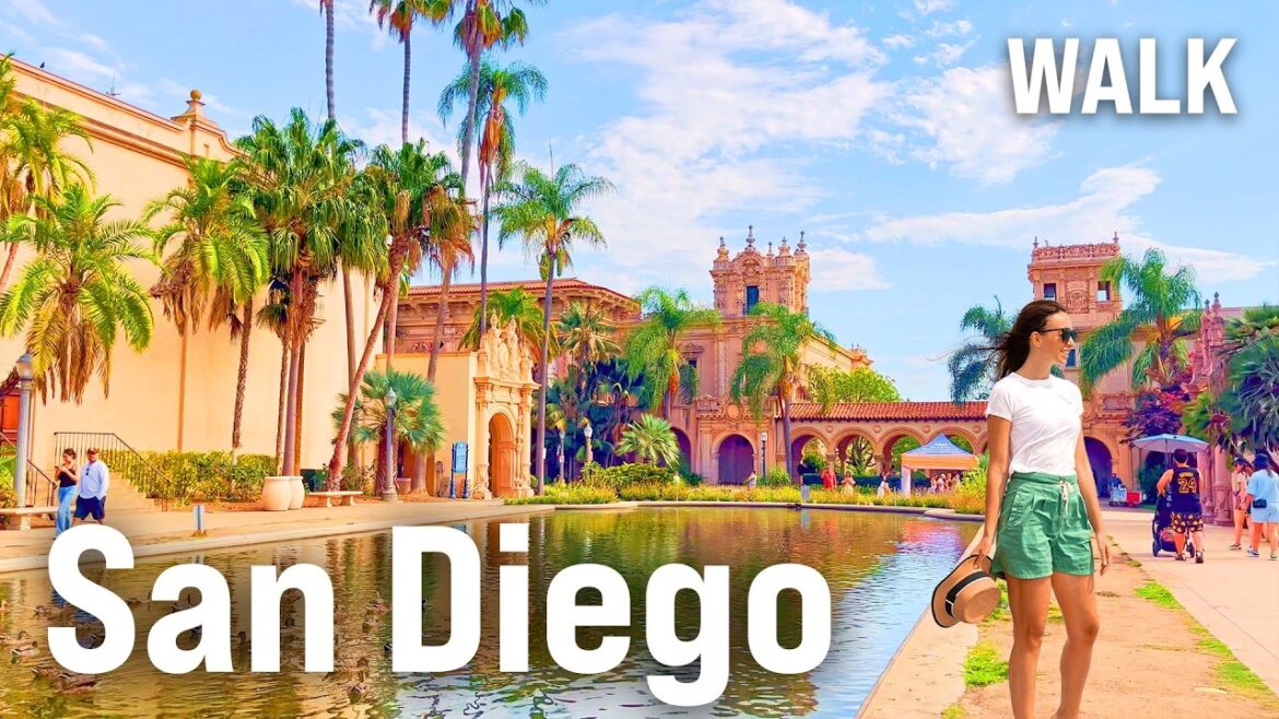 SAN DIEGO, California 4K Walking Tour | BEACH WALK & SUNSET City Walk with Captions [4K/60fps]