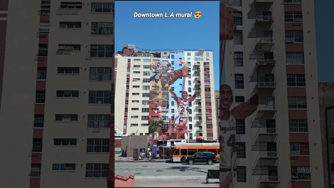 Basketball player mural in downtown L.A