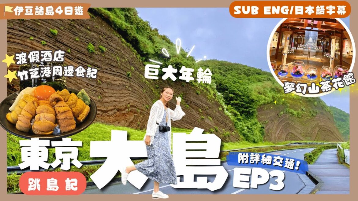 嚇死寶寶😱東京 #伊豆大島 遇暴風級梅雨⛈️滯留都照玩🚩賞花秘境🌸、奇觀地質！必食鱉甲壽司🐮浸激罕牛乳浴＼極高CP酒店／築地美食推介【東京跳島遊】EP3伊豆大島｜東京自由行｜東京都大島町｜伊豆大島散策