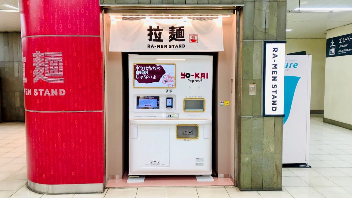 Amazing 2 Noodle Vending Machine Restaurants inside Station