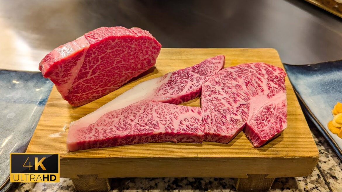 How a $250 Kobe beef steak is cooked. In Kobe. Famous Mouriya Teppanyaki restaurant