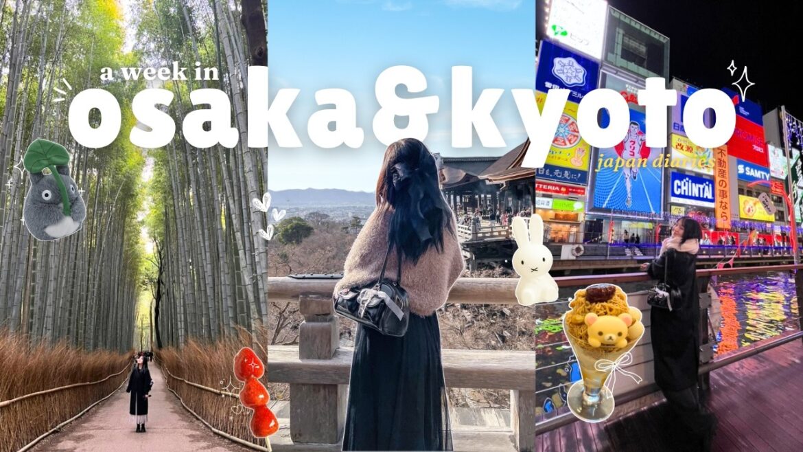 a week in kyoto & osaka 🇯🇵 dotonbori, arashiyama, rilakkuma cafe, miffy, ghibli, + what i eat