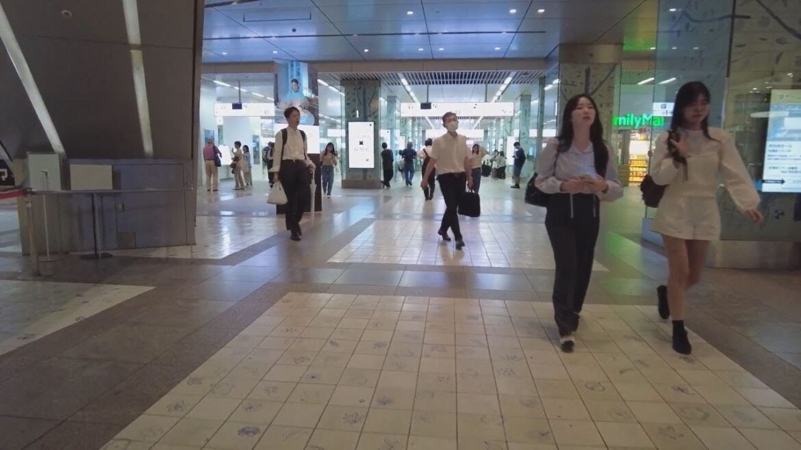 Japan, Fukuoka, Hakata Station at 9 PM