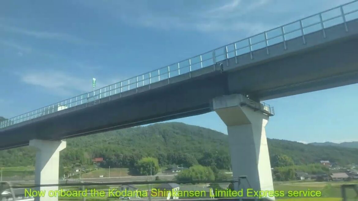 Onboard high-speed Shinkansen trains on the Sanyo Line in Japan Onboard high-speed Shinkansen trains on the Sanyo Line in Japan