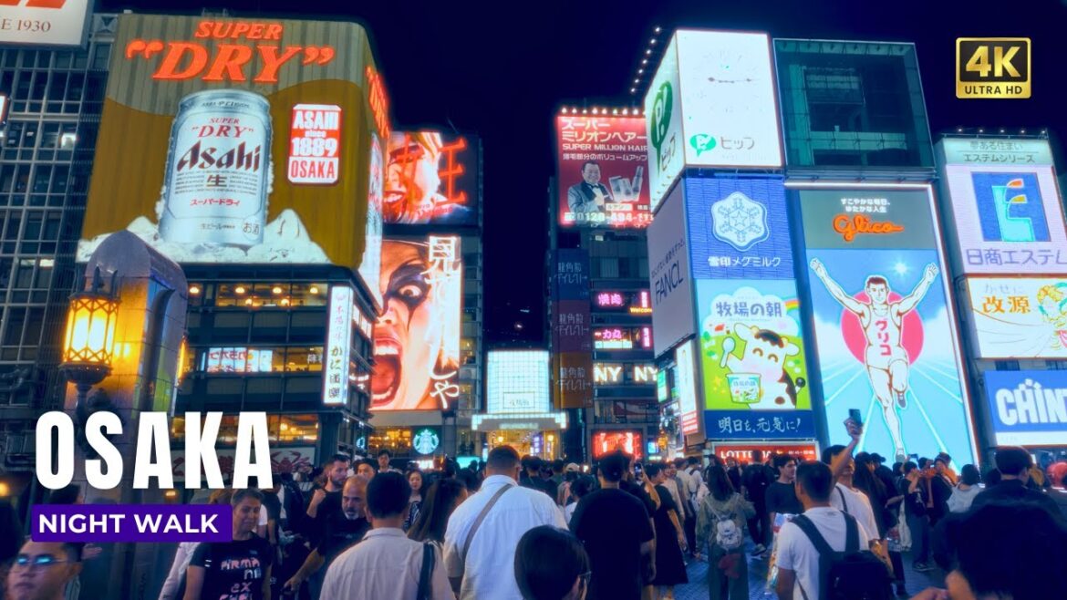 Osaka at Night 🇯🇵 | Neon Streets & Legendary Street Food | 4K HDR