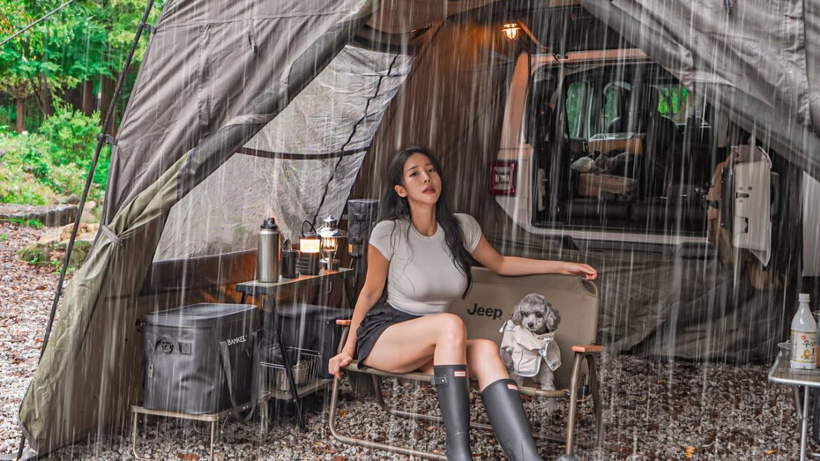 RAINY CAMP WITH A NEW CAR TENTㅣNATURE & RAIN ASMR RAINY CAMP WITH A NEW CAR TENTㅣNATURE & RAIN ASMR