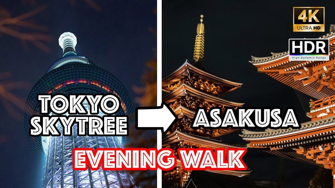 🇯🇵🗼➡️ ⛩️ Tokyo Skytree to Asakusa Tokyo Night Walking Tour : Japan Fall 2024 Series [4K - HDR]