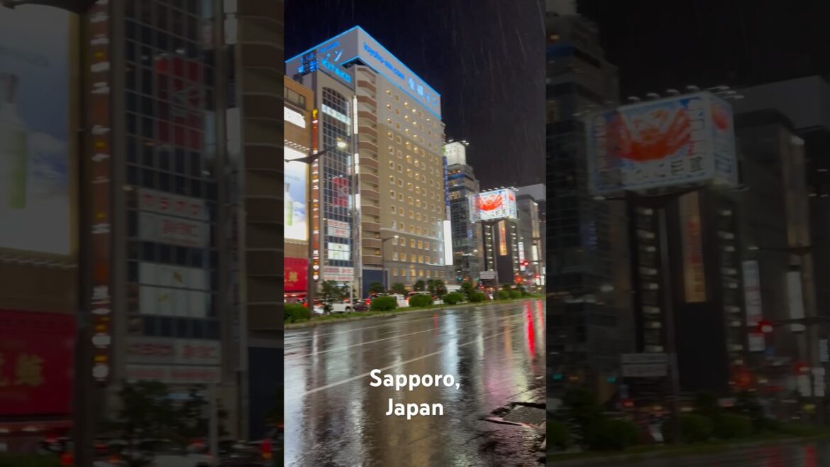 Rainy night downtown Sapporo, Japan – October 23, 2024 Rainy night downtown Sapporo, Japan - October 23, 2024