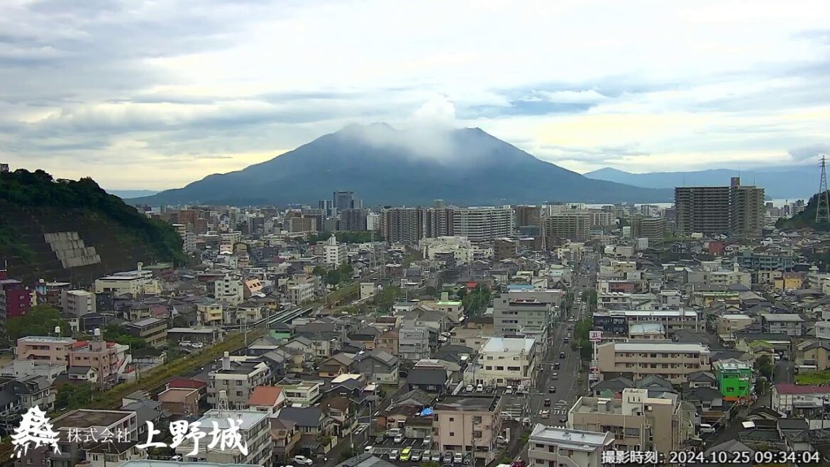 【LIVE】上野城ライブカメラ 桜島と鹿児島市内  /  Sakurajima and Kagoshima city in Japan.  /  Vulcão com câmera ao vivo