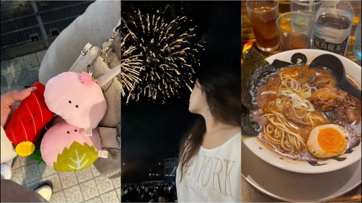 ⛩️ The hanabi i saw that day + convenient store food 🍙🥟 Kiki in Japan Ep.3