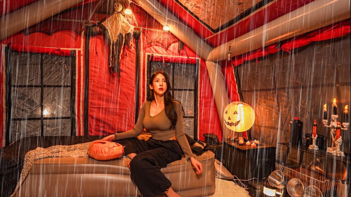 TERRIFYING OVERNIGHT OF CAMPING IN HEAVY RAINㅣHALLOWEEN CAMPㅣRAIN ASMR TERRIFYING OVERNIGHT OF CAMPING IN HEAVY RAINㅣHALLOWEEN CAMPㅣRAIN ASMR