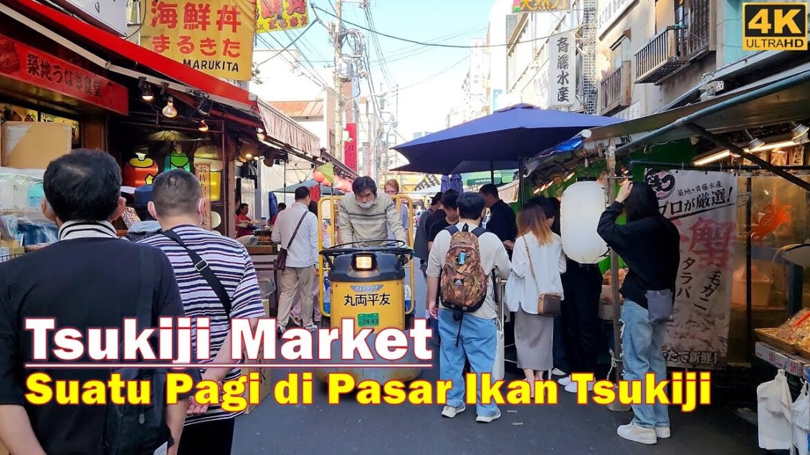 Morning walk to Tsukiji Outer Market [Fish Market]⁉️ #walkingaround #Tokyo #japanvirtualtour