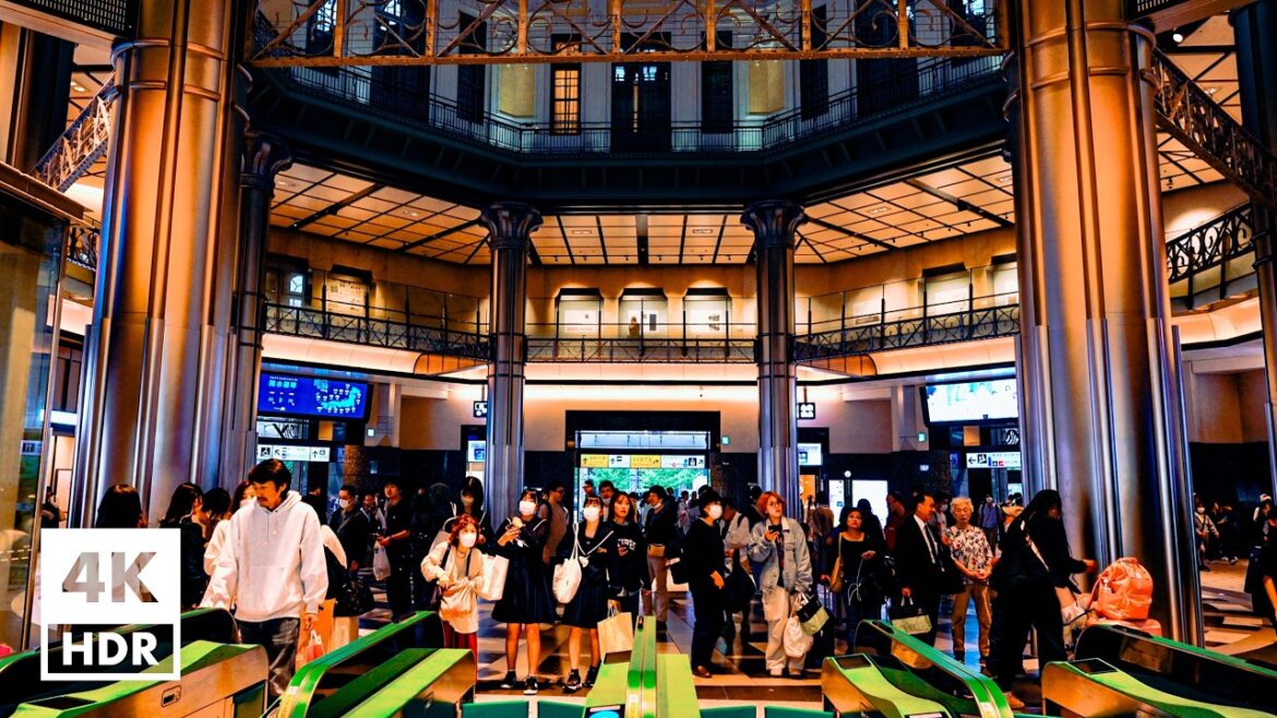 Inside Tokyo Station on Sunday | 4K HDR with Binaural Japanese Sounds Inside Tokyo Station on Sunday | 4K HDR with Binaural Japanese Sounds