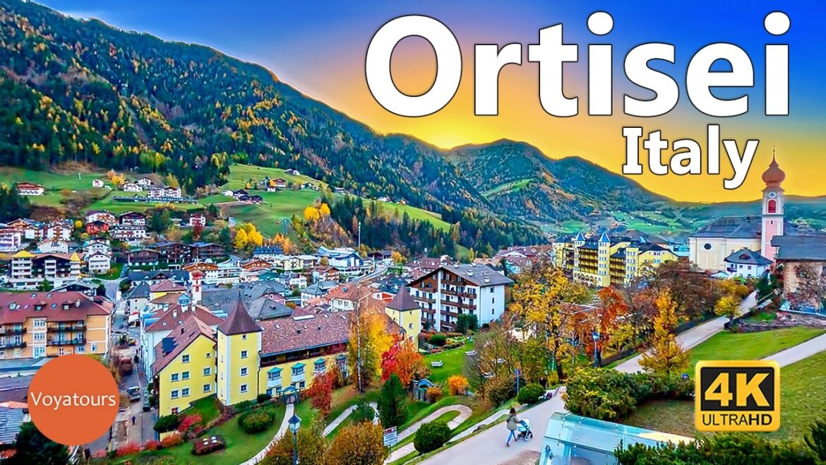 Ortisei, Dolomites (Italy) - Fall Walking Tour 🍁 (4K UHD)