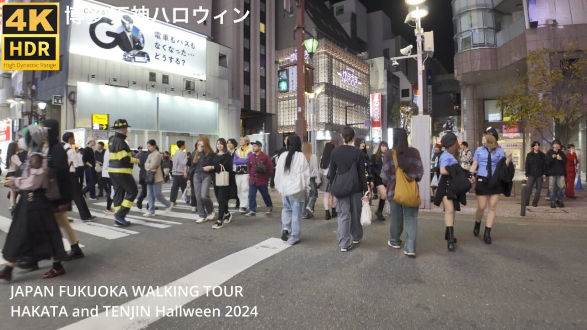 博多駅と福岡市天神(ハロウィンの夜)を歩く4k60fps Japan night walking tour around Hakata and Tenjin 2024 博多駅と福岡市天神(ハロウィンの夜)を歩く4k60fps Japan night walking tour around Hakata and Tenjin 2024