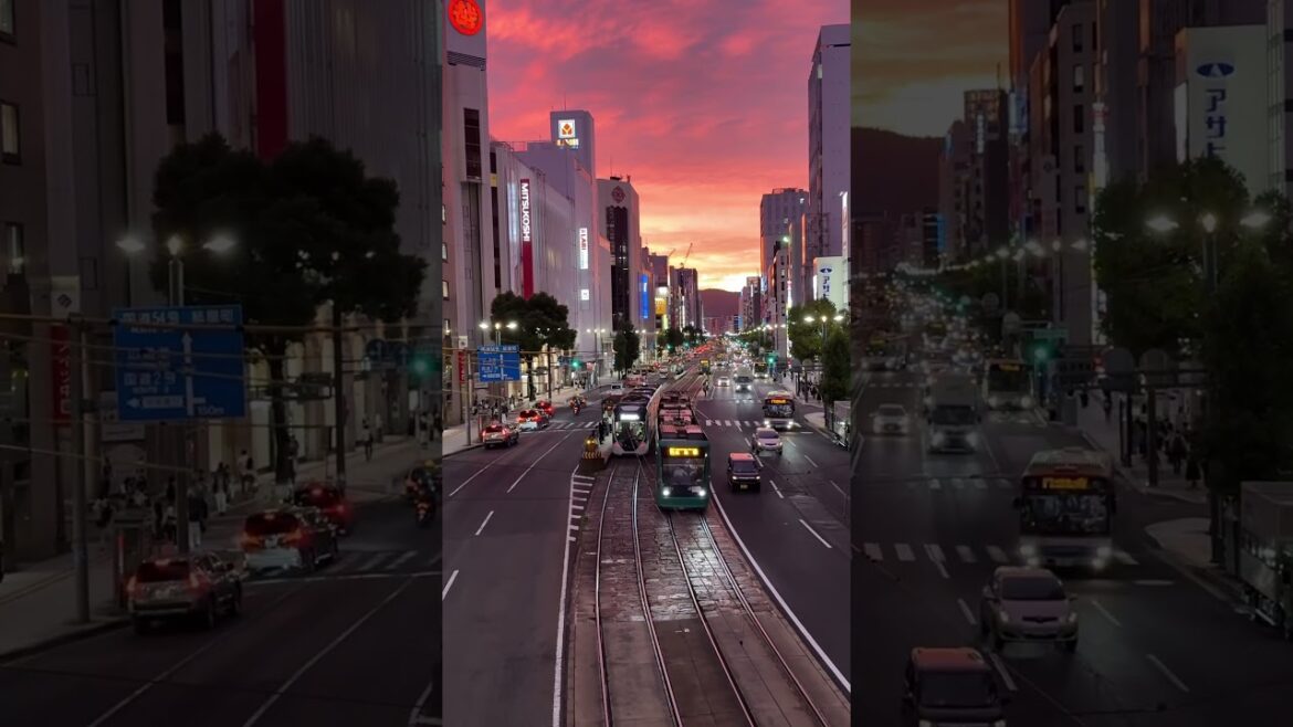 Hiroshima sunset & trams #shorts #sunset #tram
