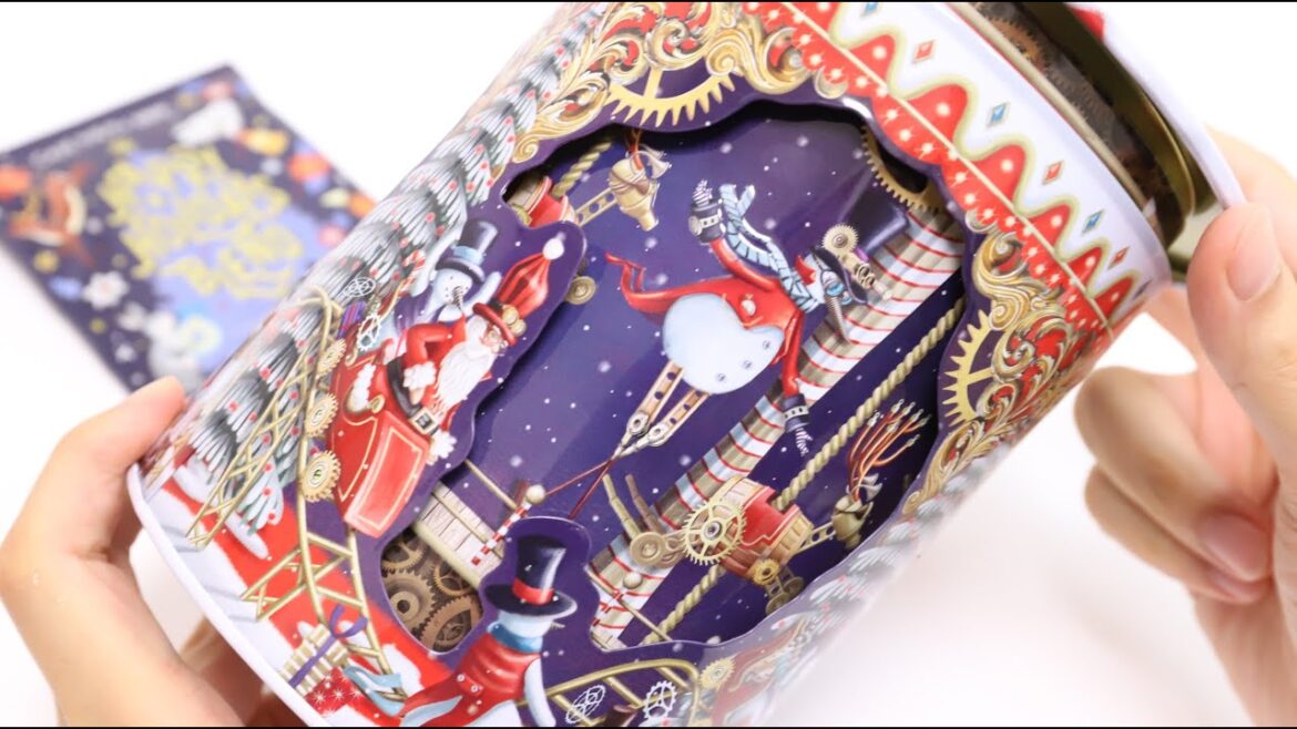 Grandma Wild’s Rotating Musical Christmas Showtime Tin Music Box Grandma Wild's Rotating Musical Christmas Showtime Tin Music Box