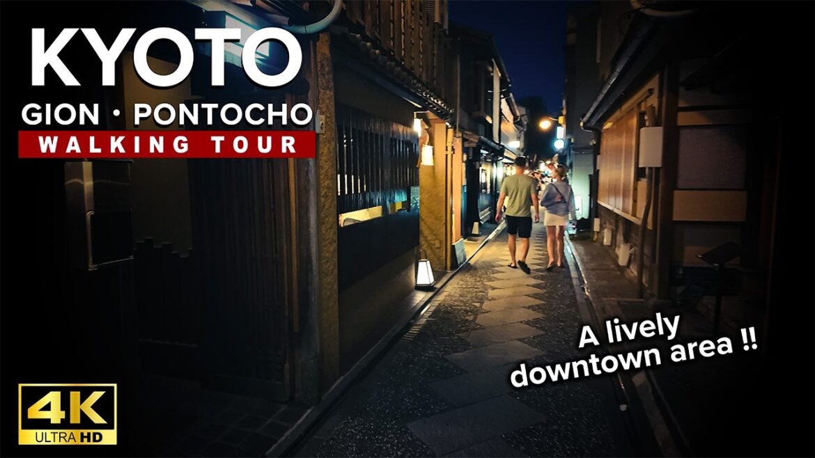 Gion, Higashiyama, Kyoto night walking tour with captions 4K | japan Travel | 京都,祇園,鴨川,先斗町