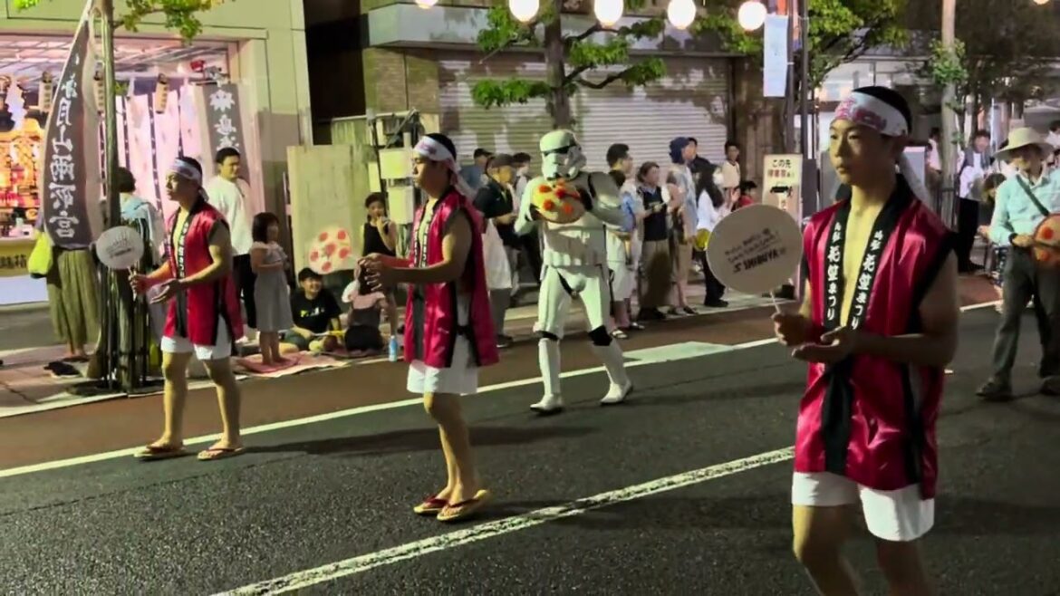 A Stormtrooper on vacation in Yamagata (dancing with dancers in Yamagata Hanagasa Festival 2024)