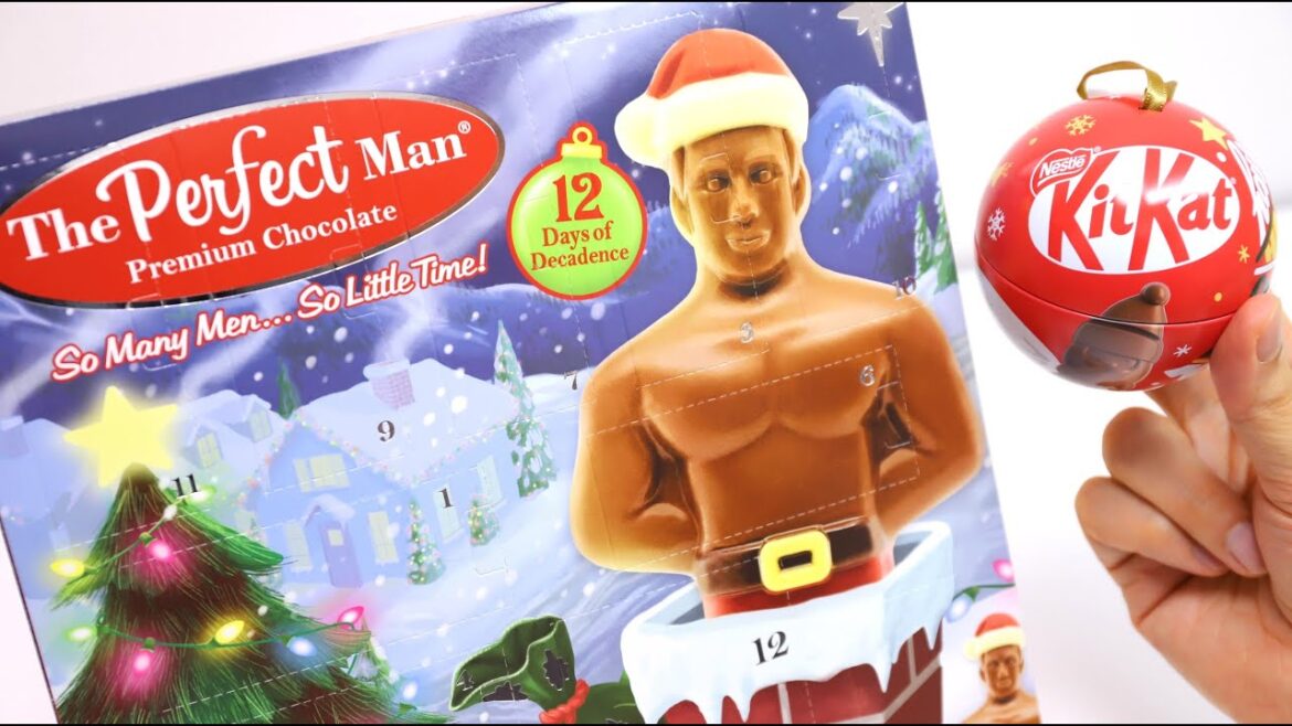 The Perfect Man Chocolate Advent Calendar and KitKat Holidays Santa Christmas Ornament Tin The Perfect Man Chocolate Advent Calendar and KitKat Holidays Santa Christmas Ornament Tin