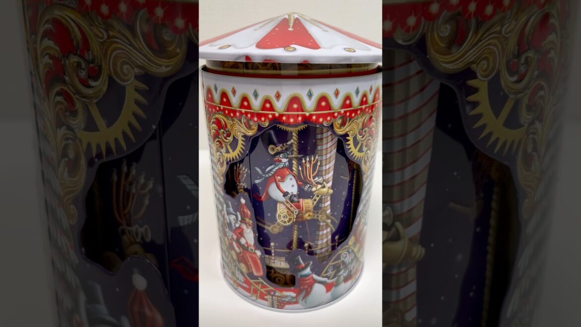 Grandma Wild's Rotating Musical Christmas Showtime Tin Music Box #shorts