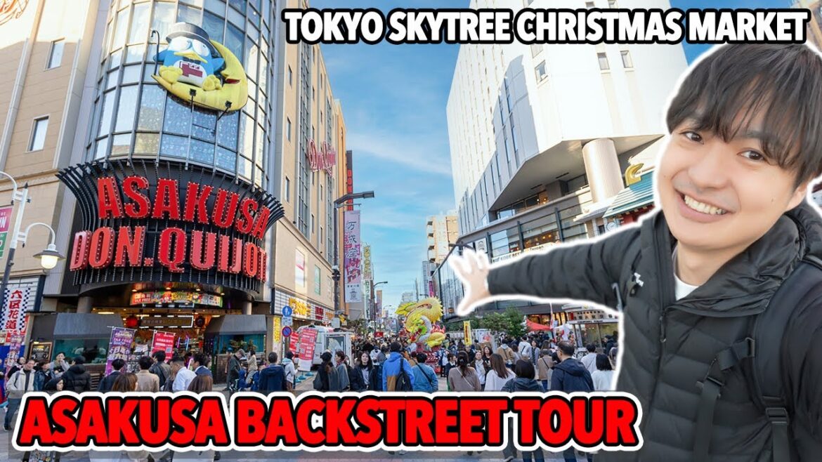 Asakusa Backstreet with Street Foods, Tokyo Skytree Christmas Market Ep.534