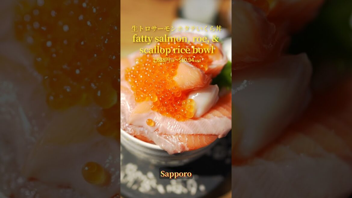 Heaping bowl of fresh Hokkaido seafood in Sapporo