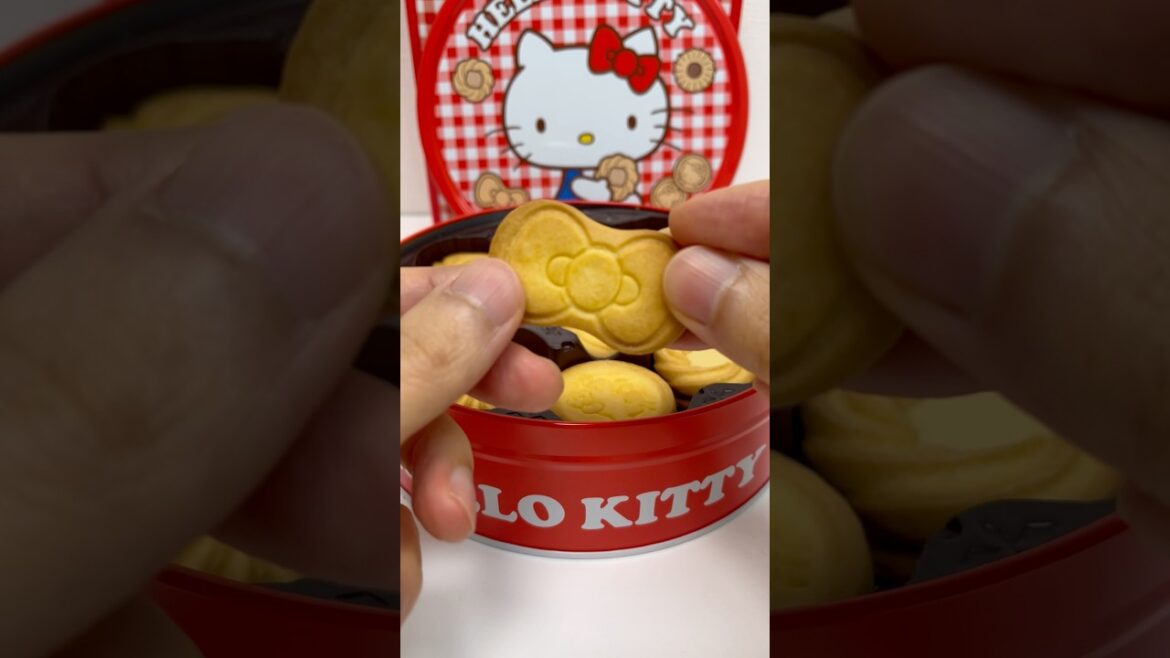 Hello Kitty Butter Cookie Tin Kitty Ribbon Cookie Japanese Candy #shorts