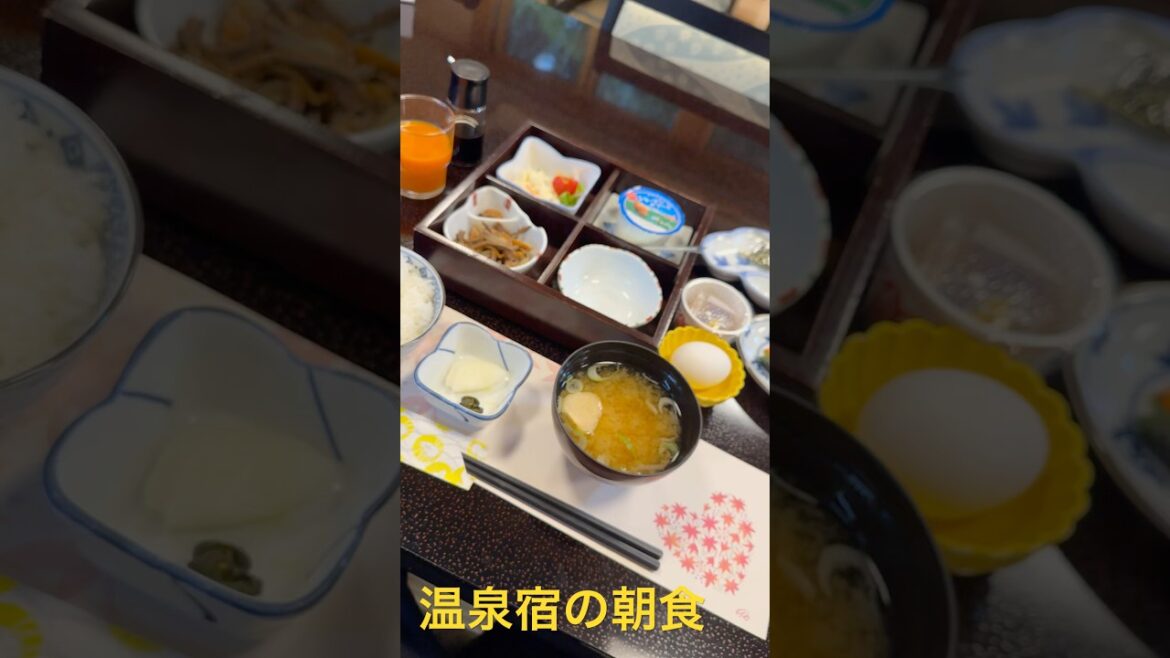 【温泉宿の朝食】秋田県由利本荘市の温泉宿『安楽温泉』の朝食Breakfast at AnrakuOnsen hotel in Yurihonjo city in Japan