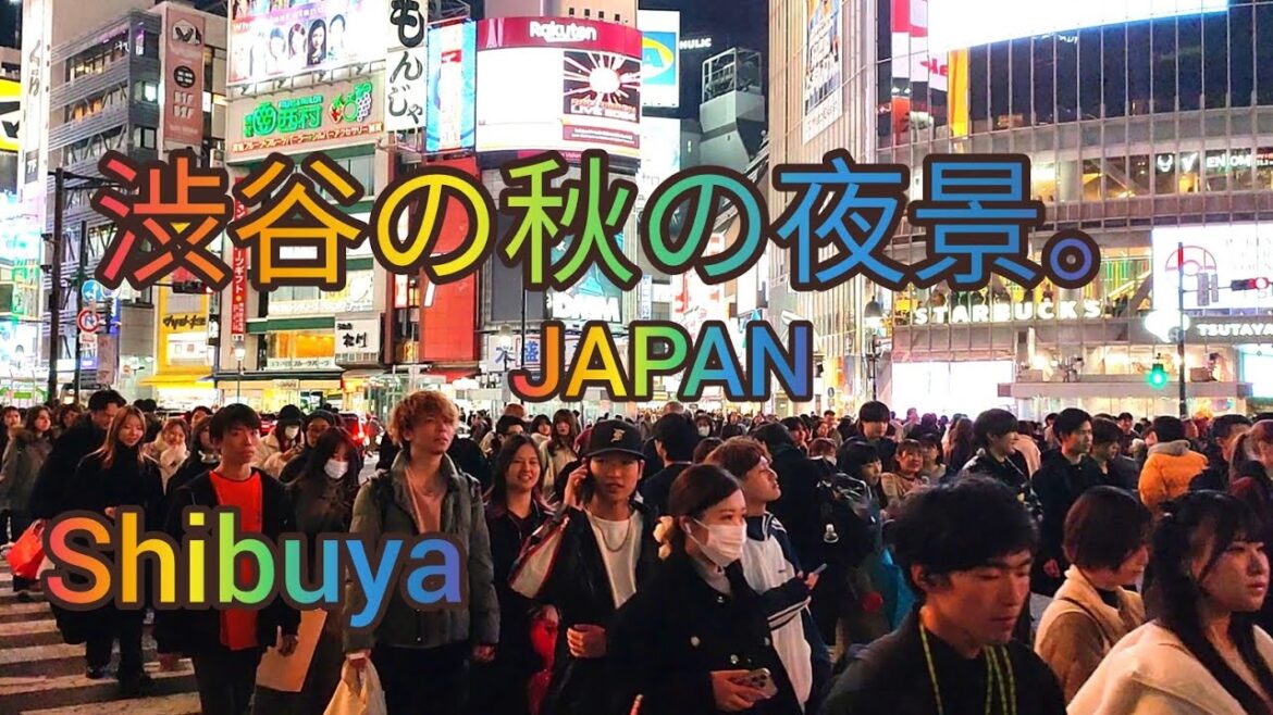 Walking Tour in Shibuya at night in Autumn. Tokyo, Japan. 2024