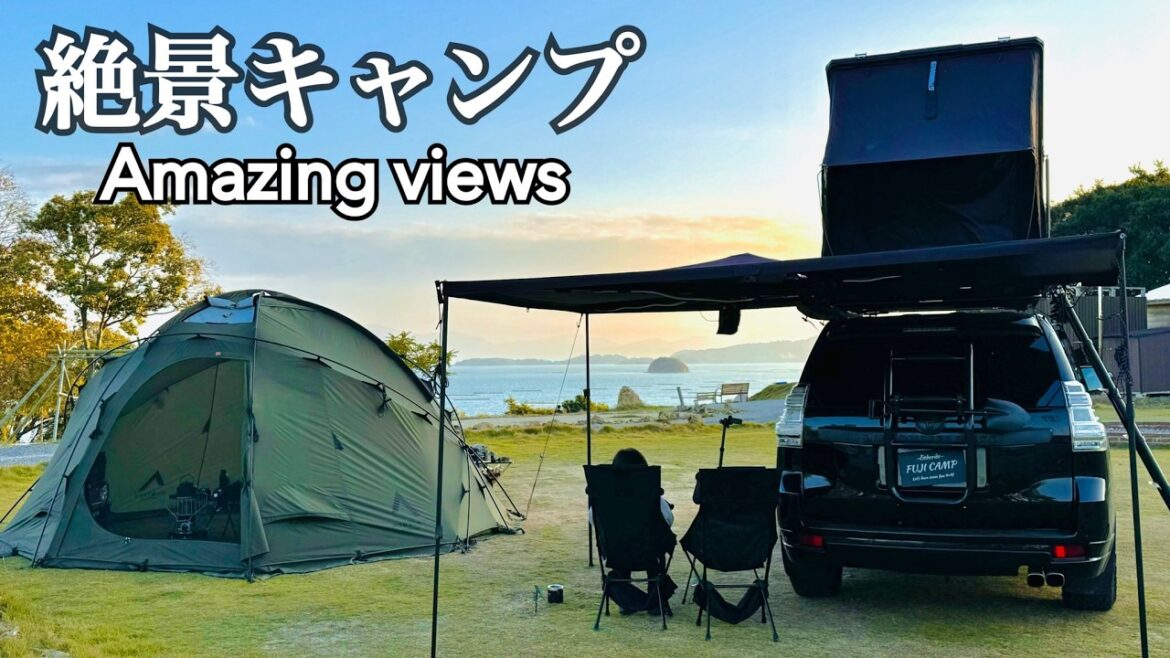 [絶景キャンプ！Camping Trip Okayama Japan EP83] Amwzing View Camping with nortent and Roof Tent. Overland