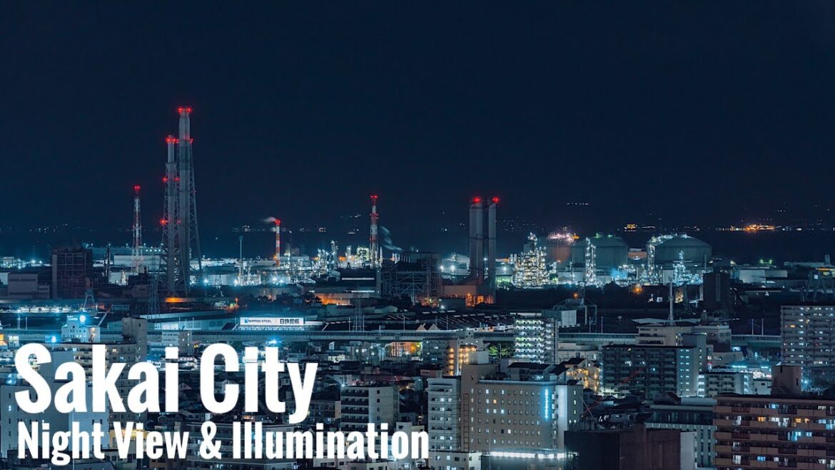 堺市役所からの夜景とイルミネーション Osaka Night Walk - Night View and Illuminations from Sakai City Hall 4K HDR Japan