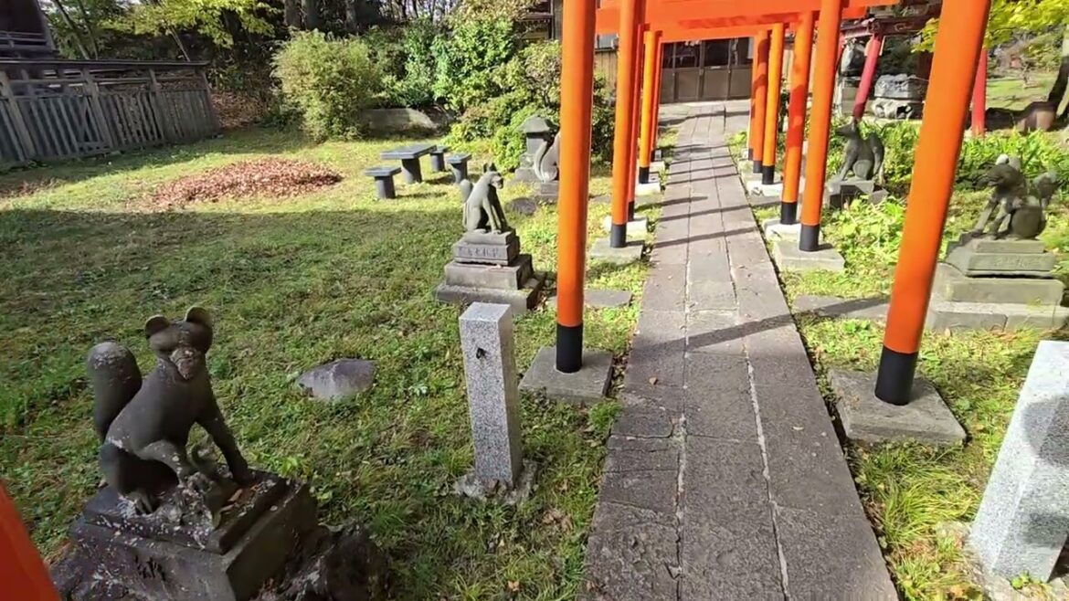 Akita castle shrine Torii gates