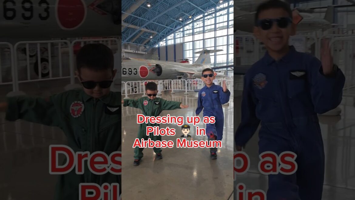 Dressing up as Pilots in Airbase Museum #traveljapan #familytrip #traveljapan