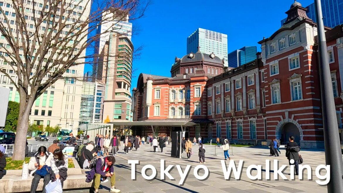 Holiday walking tour, a trip Japan from Tokyo Station 4K