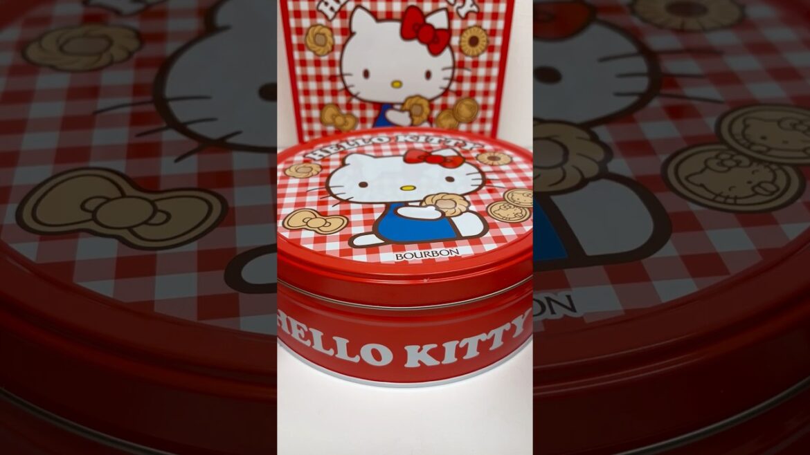 Hello Kitty Butter Cookie Tin Chocolate Cream Cookie Japanese Candy #shorts