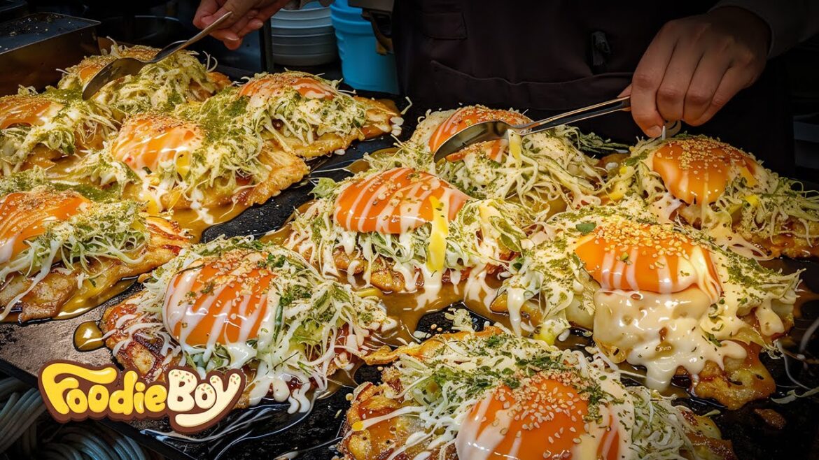 Japanese Interesting Food! Okonomiyaki Making Videos Compilation Japanese Interesting Food! Okonomiyaki Making Videos Compilation
