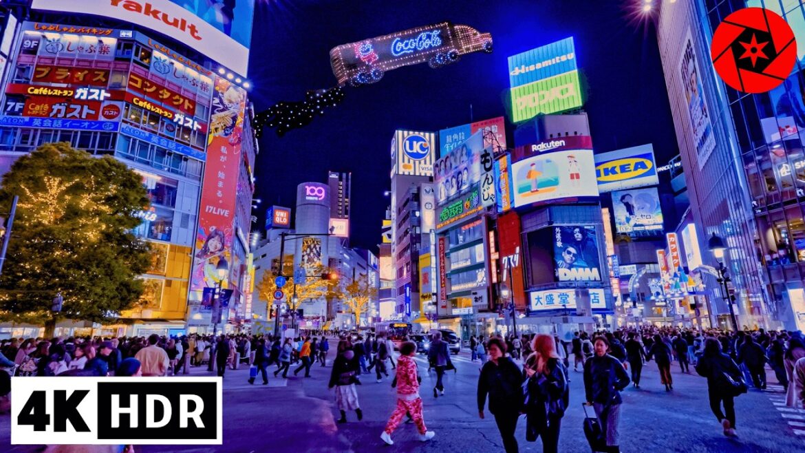 2024 Christmas in Shibuya & Yokohama Xmas Drone/Fireworks show - 4K HDR