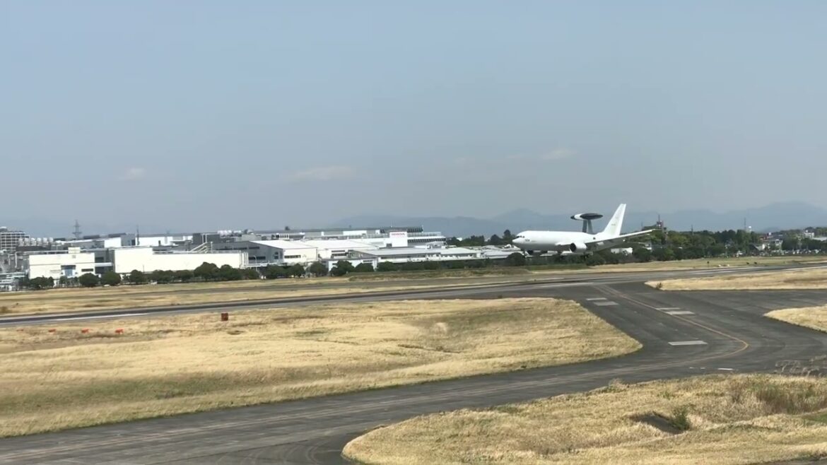 Japan Air Self-Defense Force  Boeing E-767 AWACS landing at Hamamatsu Base, Japan