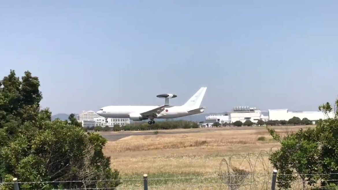 Japan Air Self-Defense Force Boeing E-767 AWACS landing at Hamamatsu Base, Japan Japan Air Self-Defense Force Boeing E-767 AWACS landing at Hamamatsu Base, Japan