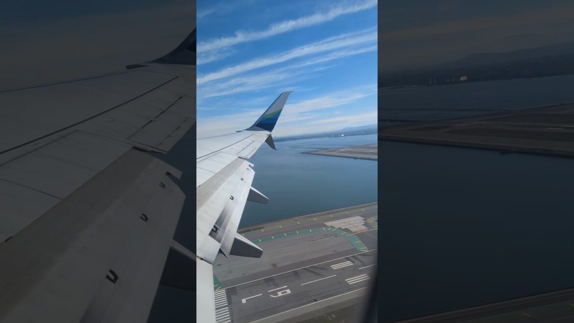Alaska Airlines flight taking off at SFO #shorts #travel #alaskaairlines #takeoff #sfo
