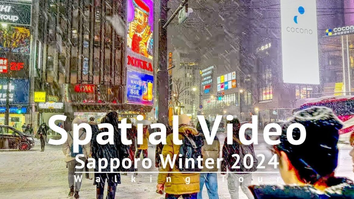 Sapporo Winter 2024 3D Spatial Video Walking Tour [Binaural Audio]