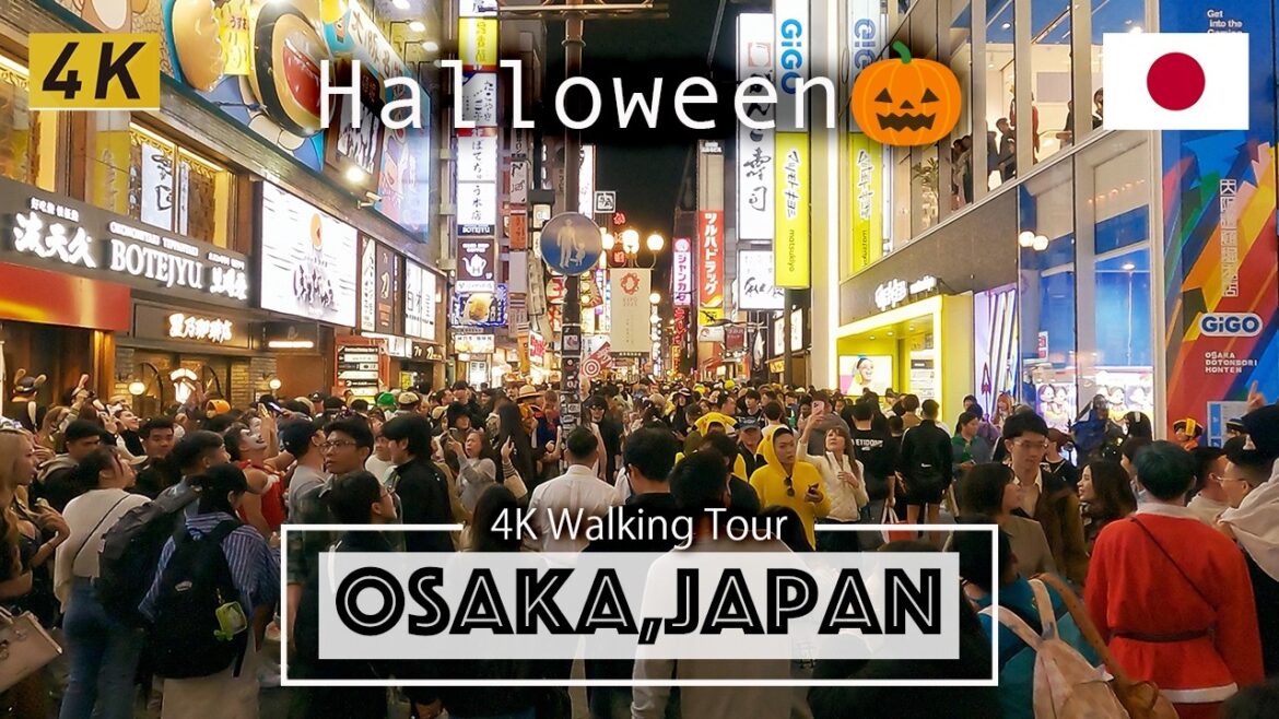 Halloween in Osaka, Japan 4K Night Walking Tour - Dotonbori [4K Ultra HD]