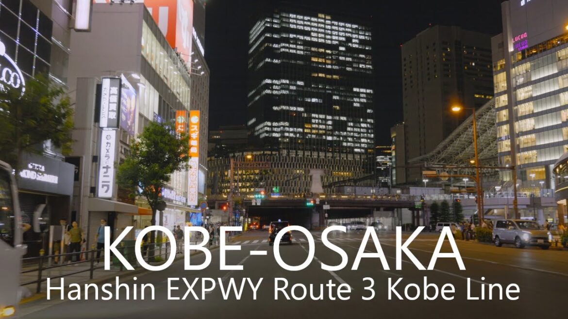 Kobe to Osaka | Night Drive on Hanshin EXPWY Route 3, Japan 4K